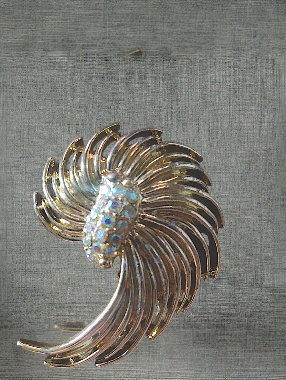 Vintage Swirl Brooch with Aurora Crystal Accents